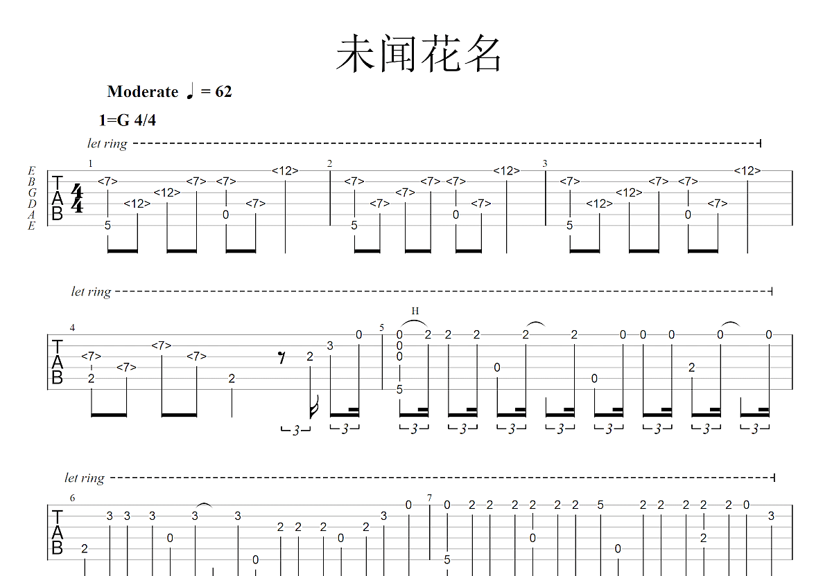 未闻花名吉他谱 - 日本女子乐团ZONE - 电吉他谱 - 琴谱网