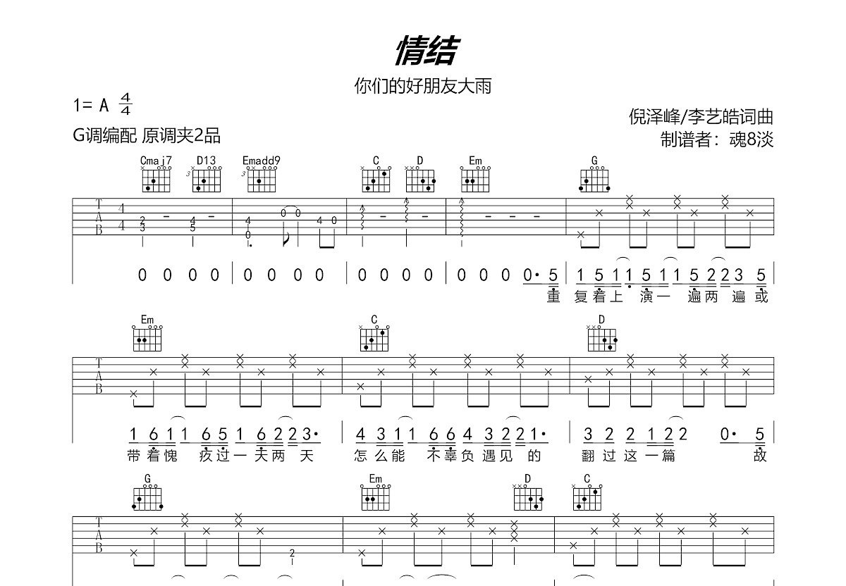 《北京情结》,大乔小乔（六线谱 调六线吉他谱-虫虫吉他谱免费下载
