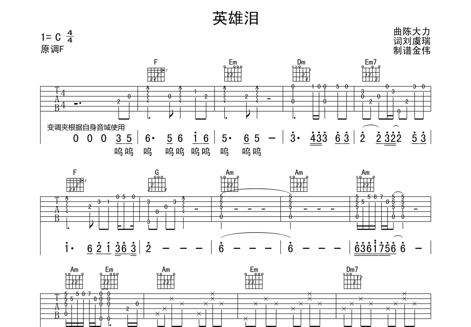 孤星泪吉他谱 - 刘德华 - G调吉他弹唱谱 - 琴谱网