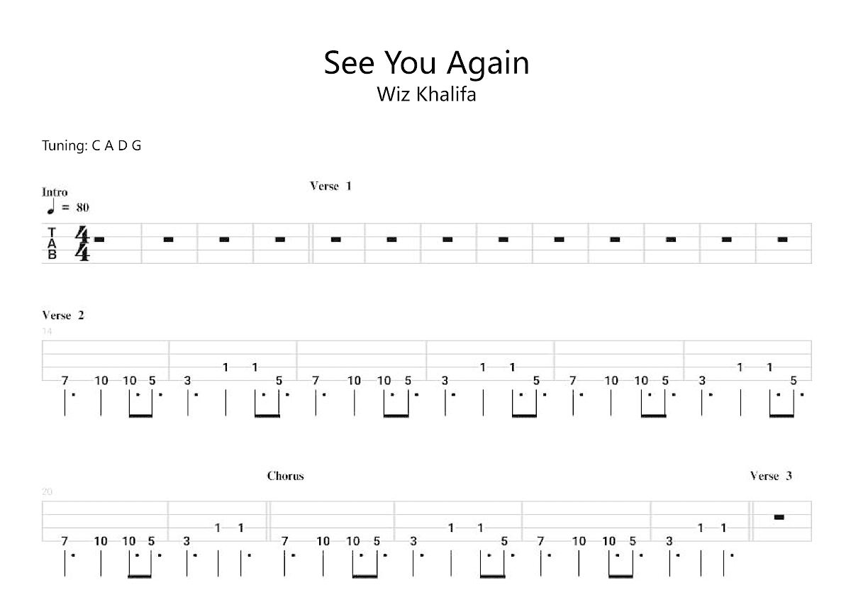 《See You Again》吉他谱_电吉他谱 - 打谱啦